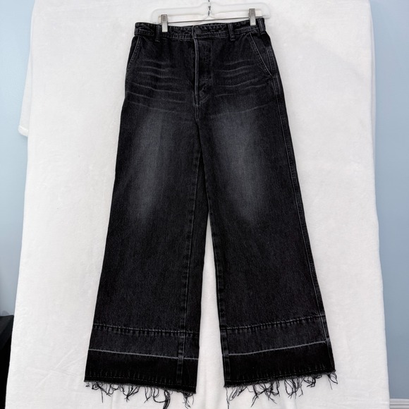 Moussy Denim - Moussy Vintage Jeans Womens 27x27 Black Relaxed Baggy Wide Leg Fray Cowhide